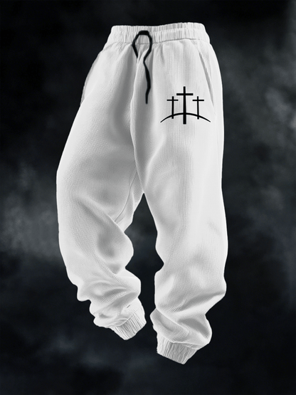 Men's Faith Print Casual Knit Pants