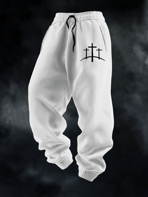 Men's Faith Print Casual Knit Pants