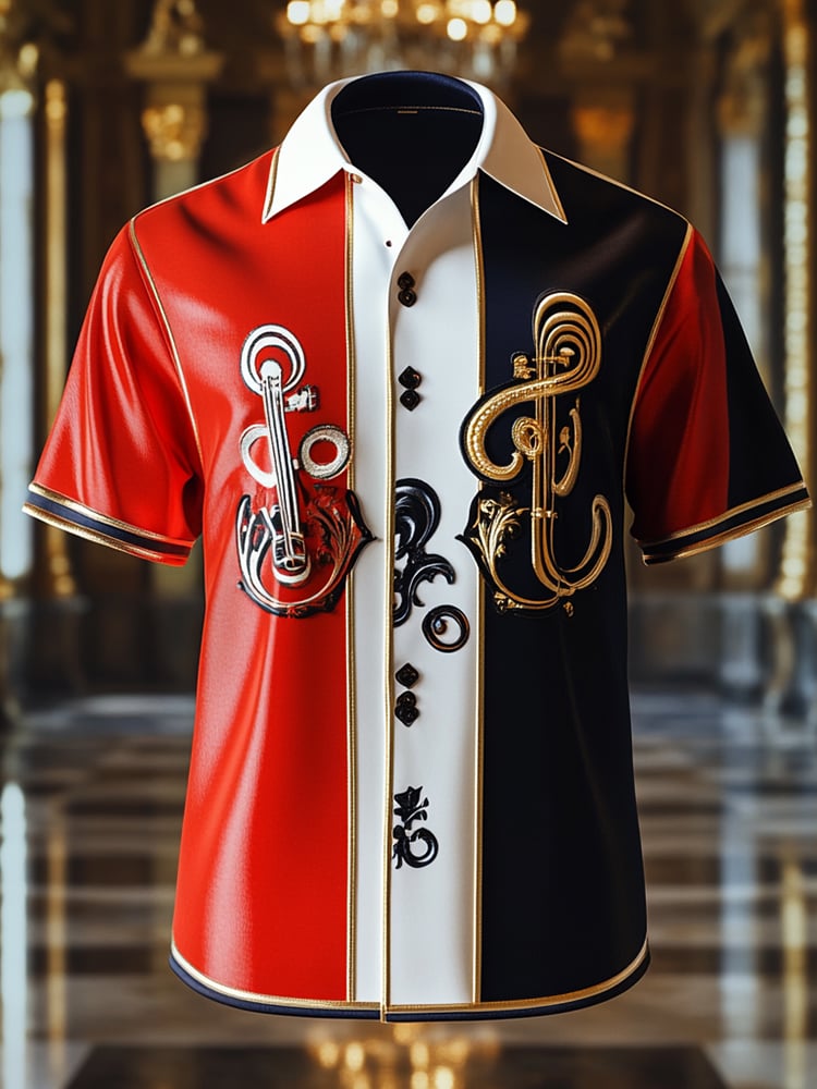 Men's Satin Luxe Print Short Sleeve Button Shirt