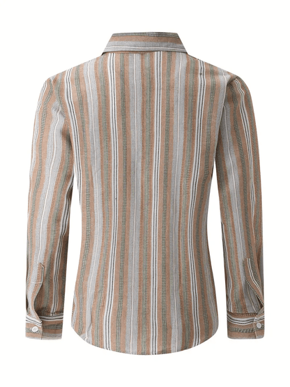 Men's Business Casual Striped Long Sleeve Shirt