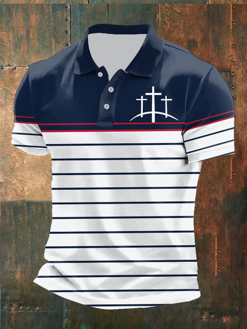 Men's Casual Contrast Color Faith Polo