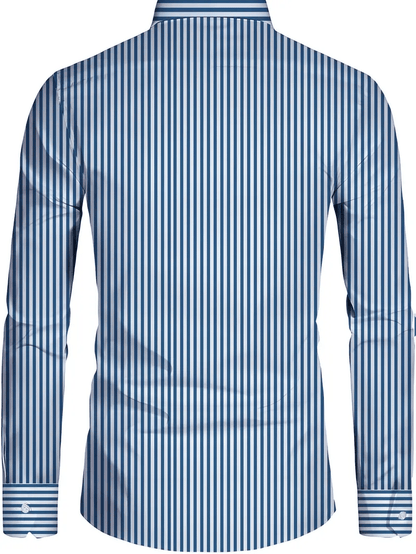 Men's Stripe Print Business Long Sleeve Shirt