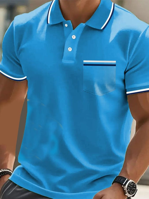 Men's Classic Casual Short Sleeve Polo Shirt with Pocket