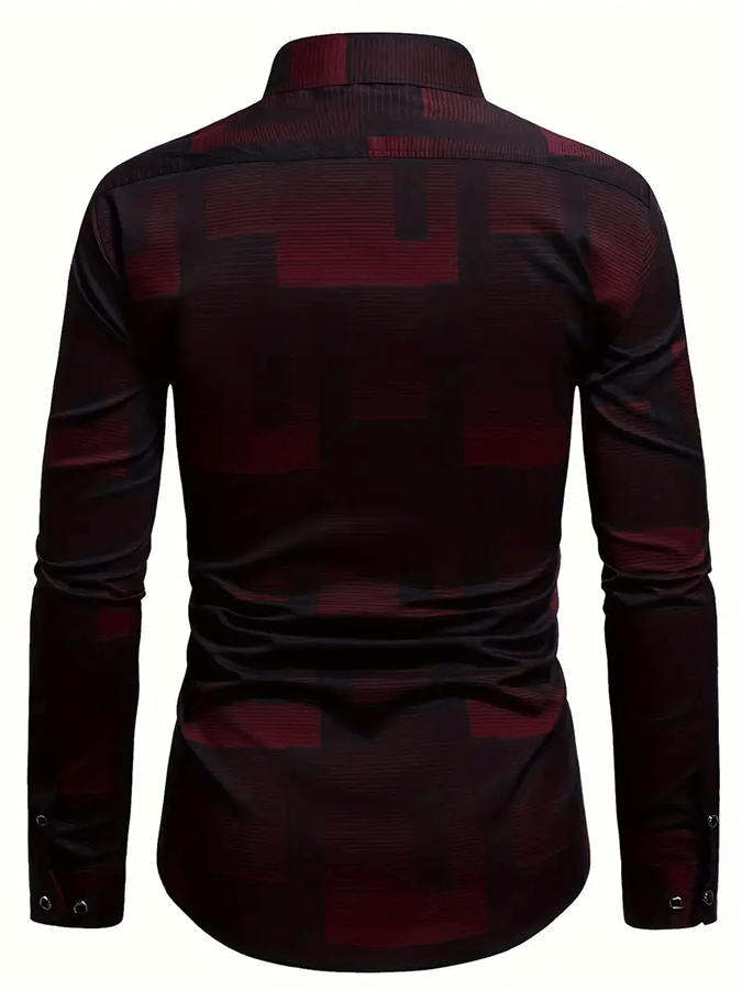 Men's Geometric Design Business Casual Shirt