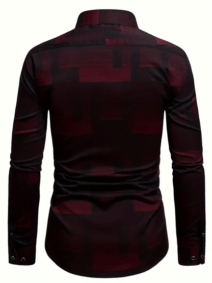 Men's Geometric Design Business Casual Shirt