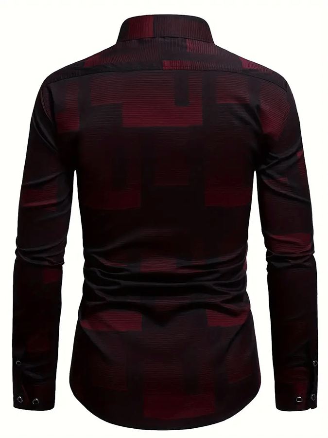 Men's Geometric Design Business Casual Shirt