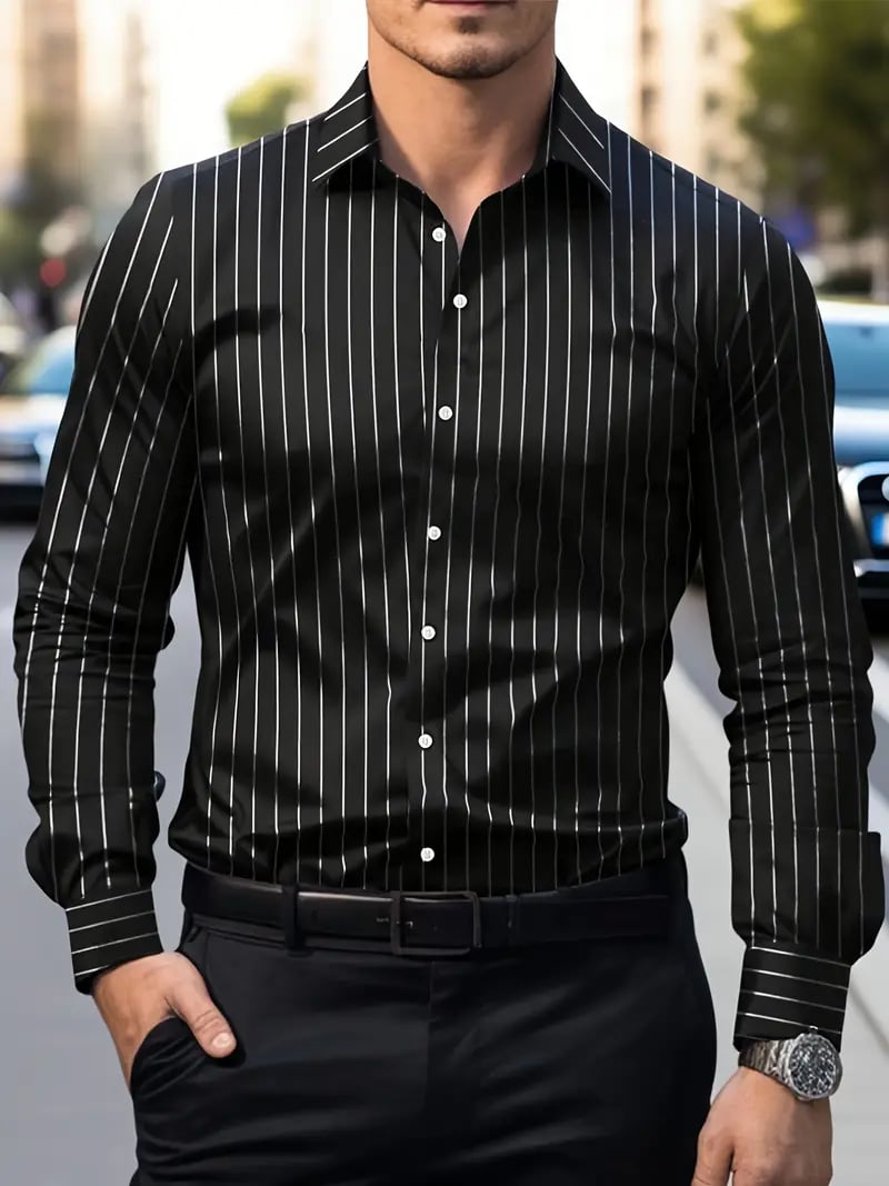 Men's Street Style Business Casual Printed Long Sleeve Shirt
