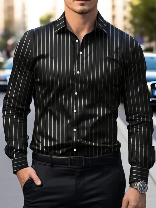 Men's Street Style Business Casual Printed Long Sleeve Shirt