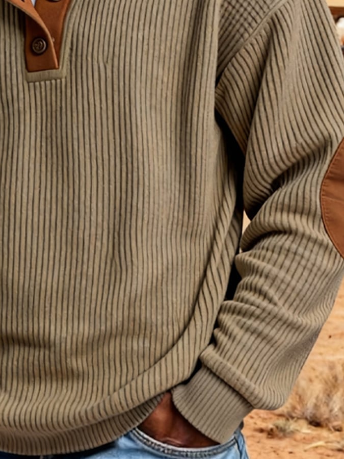 Men's vintage corduroy stand-collar sweatshirt