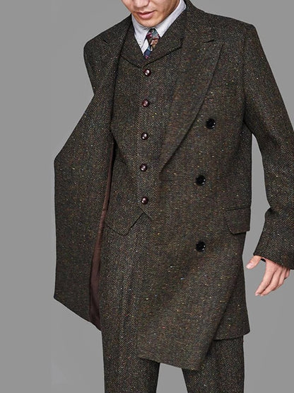 Men's Business Single-Breasted Solid Color Three-Piece Suit