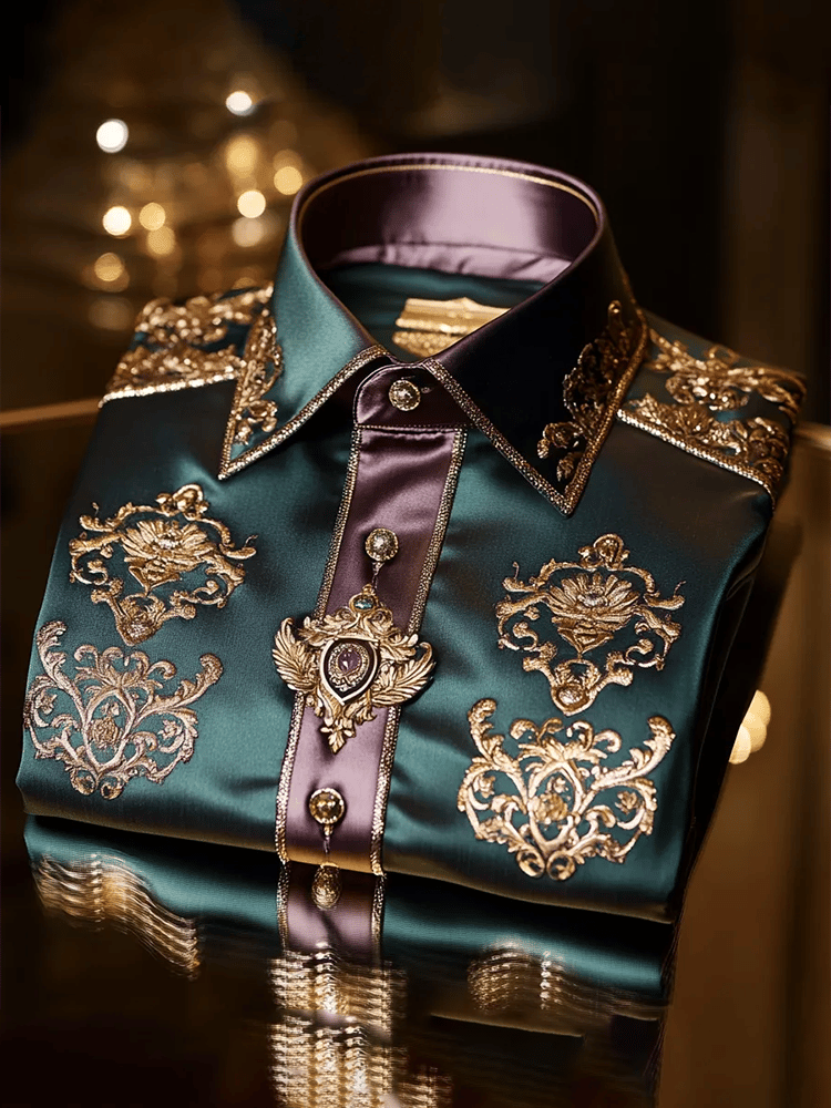 Men's Satin Luxe Print Short Sleeve Button Shirt
