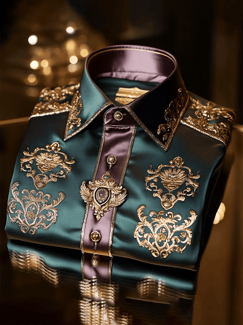 Men's Satin Luxe Print Short Sleeve Button Shirt