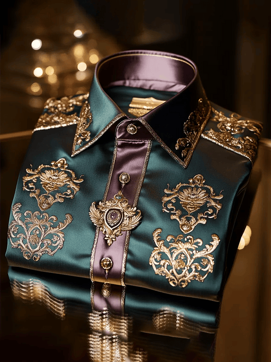 Men's Satin Luxe Print Short Sleeve Button Shirt