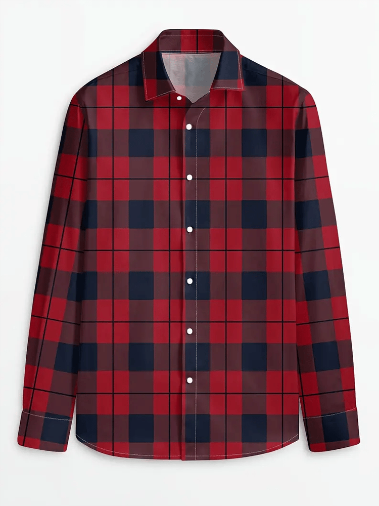 Men's Plaid Business Long Sleeve Shirt