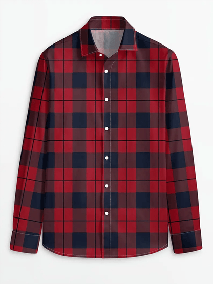 Men's Plaid Business Long Sleeve Shirt
