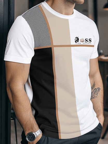 Men's Retro Letter Print Crew Neck T-Shirt