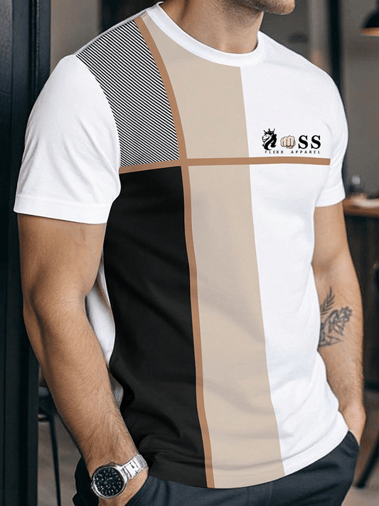 Men's Retro Letter Print Crew Neck T-Shirt