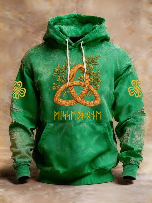 Men's Vintage St. Patrick's Day Print Hooded Sweatshirt