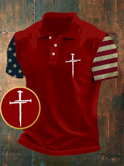 Men's Faith Print Short Sleeve Polo Shirt