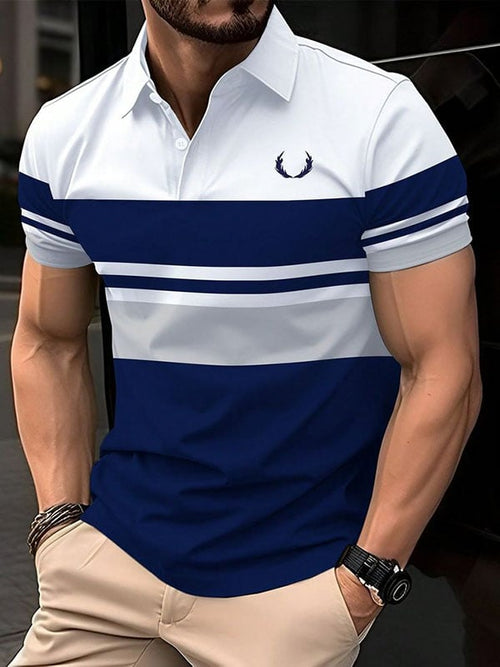 Men's Business Logo Button-Down Short Sleeve Polo Shirt