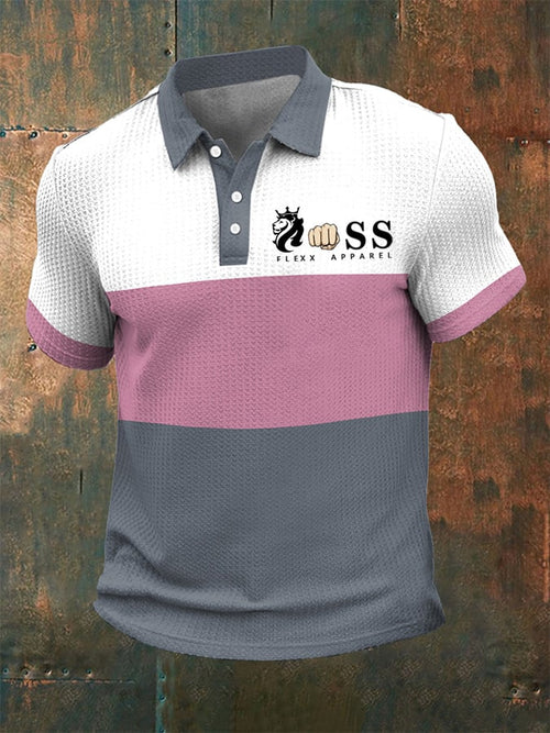 Men's Casual Business Waffle Short-Sleeved Polo