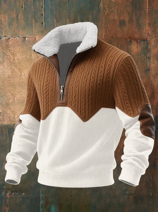 Men's Geometric Print Textured Casual Sweatshirt