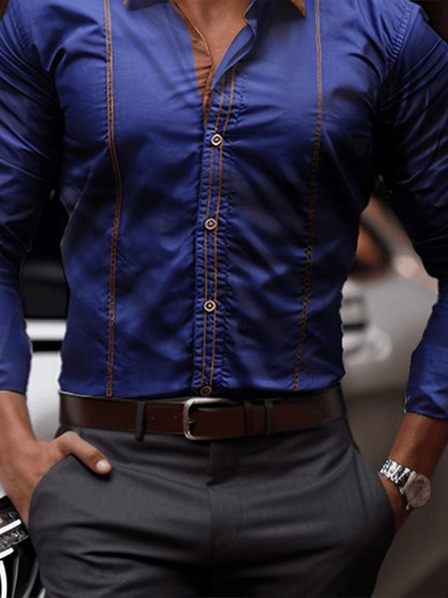 Men's Plaid Business Long Sleeve Shirt