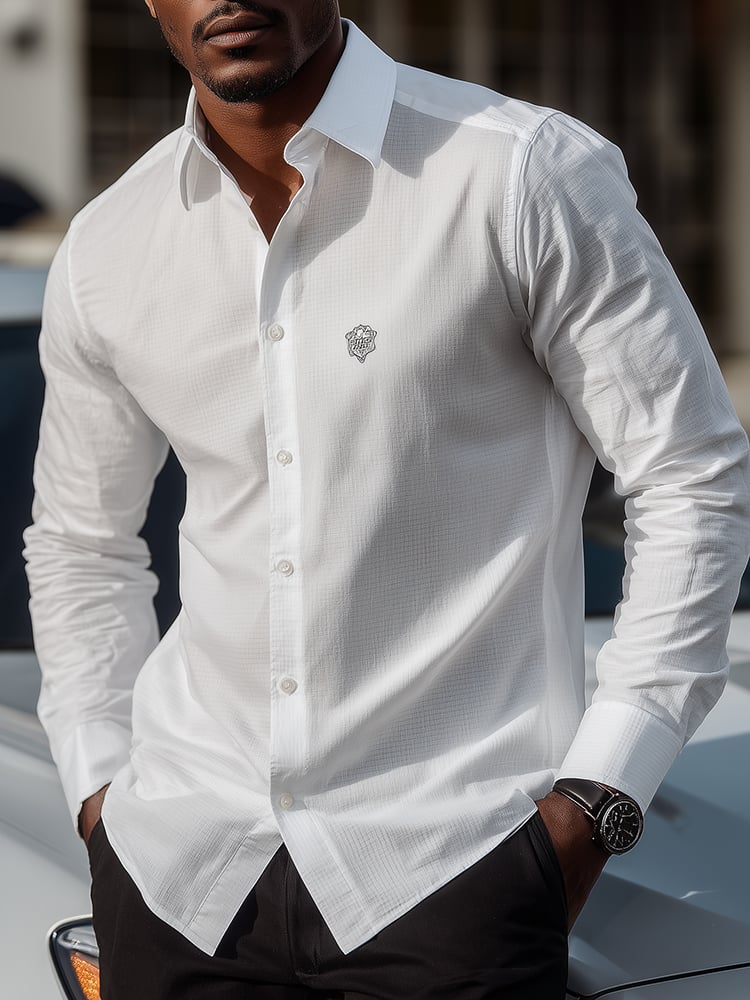 Men's Casual Printed Long Sleeve Business Shirt