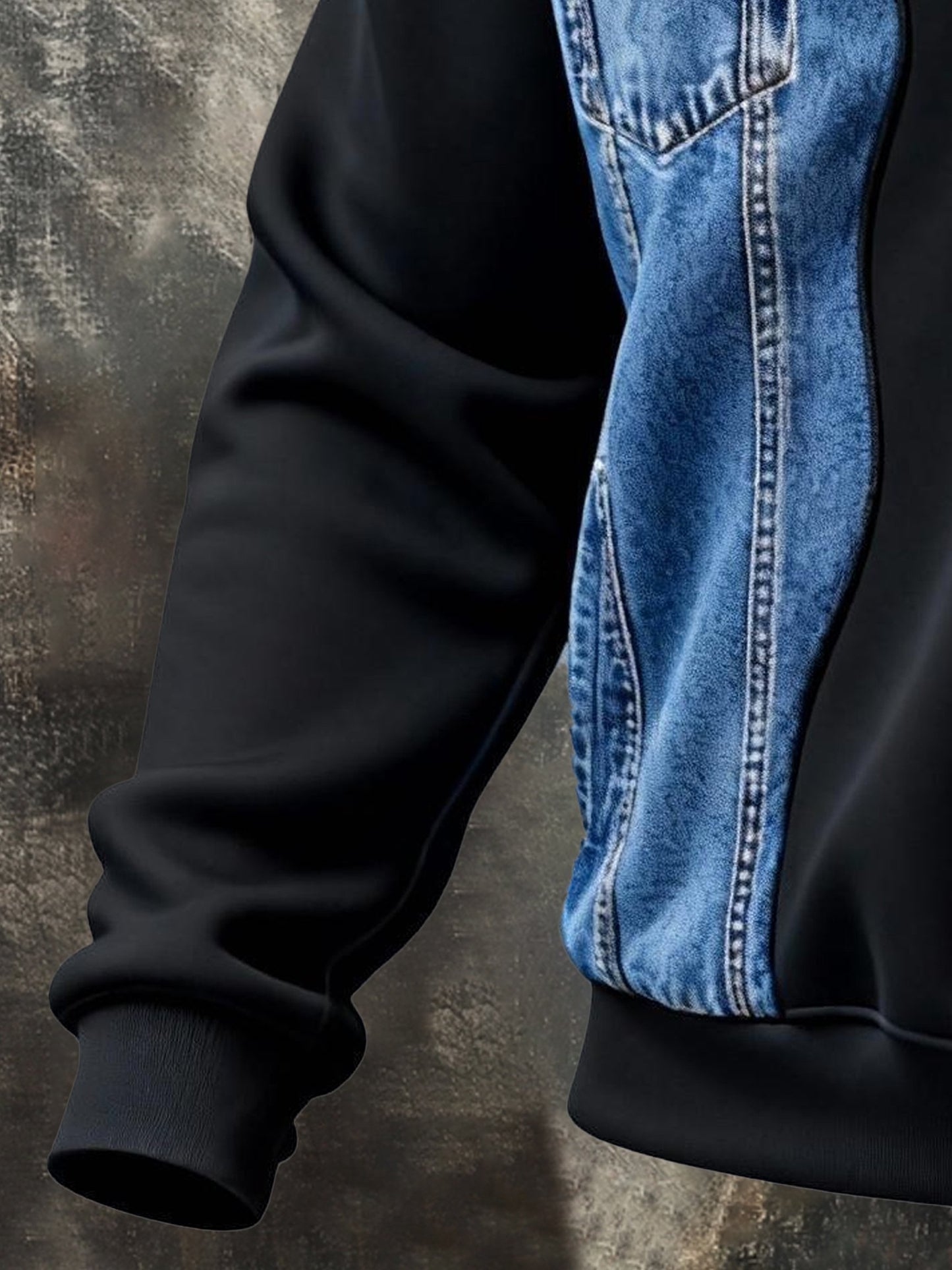 Men's vintage style color-block crew neck long-sleeved sweatshirt
