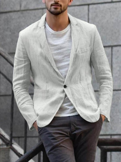 Men's casual loose cotton and linen suit