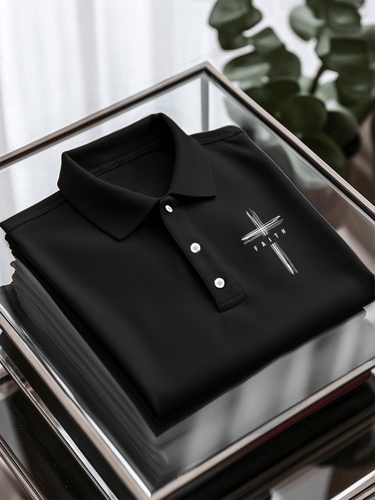 Men's Faith Printed Casual Short Sleeve Polo Shirt