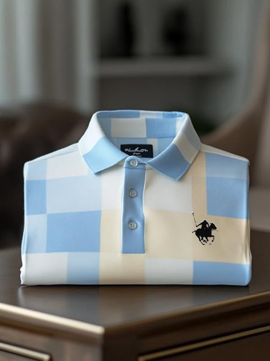 Men's Check Business Casual Short Sleeve Polo Shirt