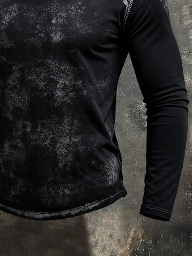 Men'S Vintage Distressed Long-Sleeved T-Shirt