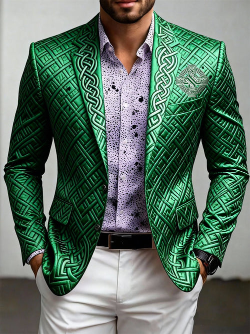 Men's Luxury St. Patrick's Day Print Suit Jacket