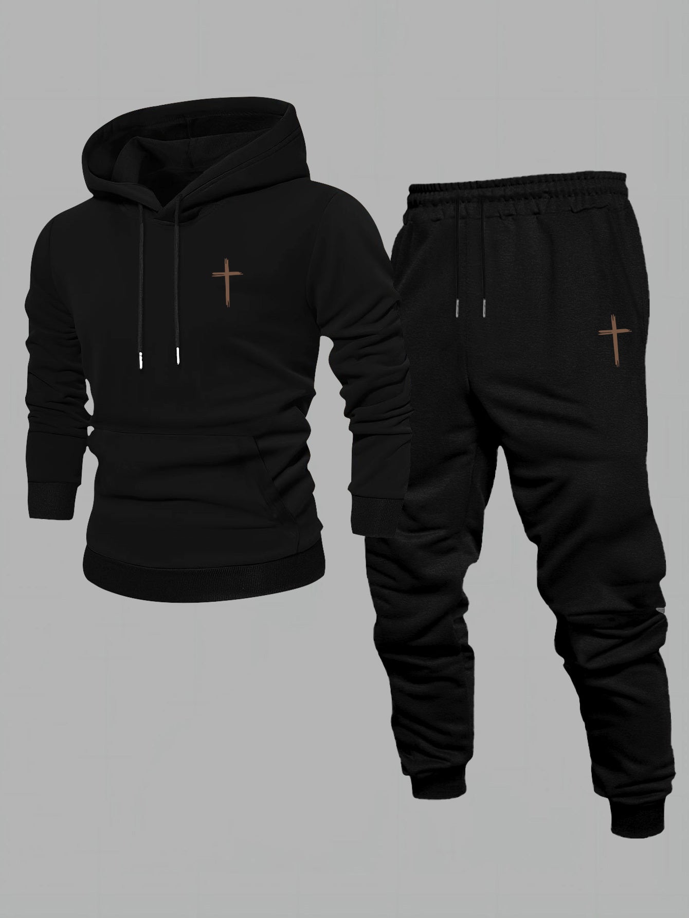 Men's Casual Color Matching Hoodies Long Sleeved Sweatshirts & Sweatpants Two-Piece Set