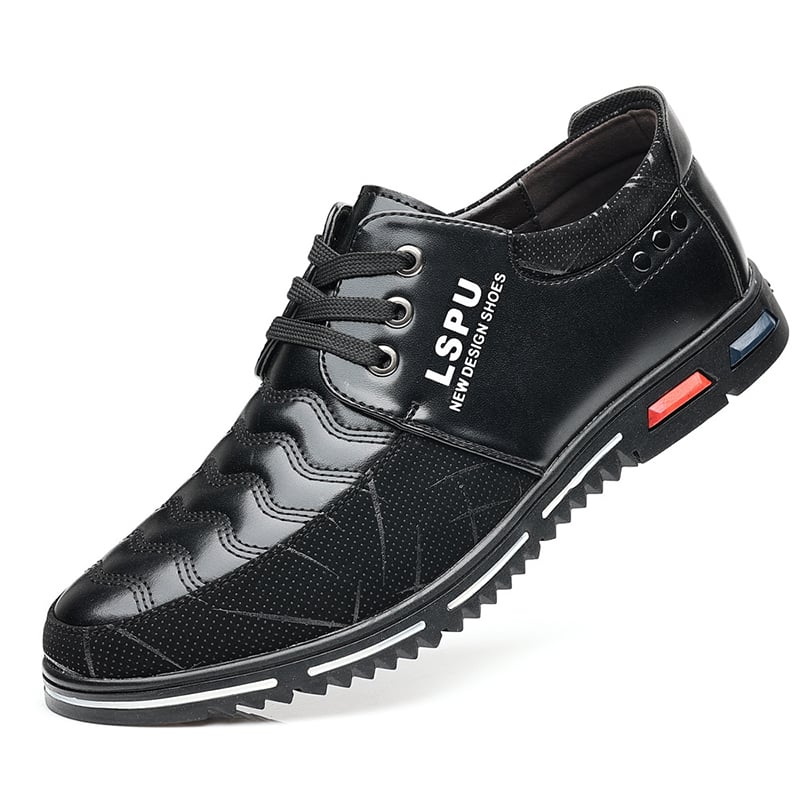 Middle Aged And Elderly Men'S Patchwork Fashionable Casual Leather Shoes