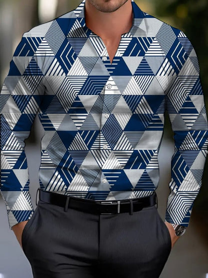 Men's Business Style Geometric Print Shirt