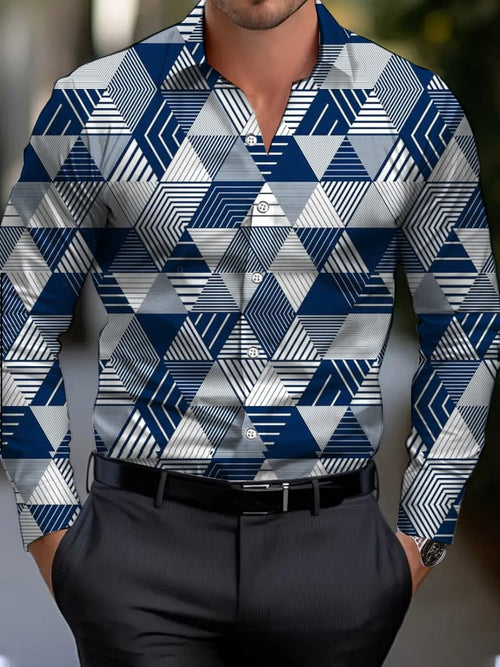 Men's Business Style Geometric Print Shirt