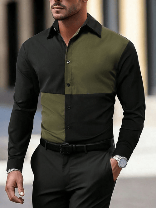 Men's Plaid Business Long Sleeve Shirt