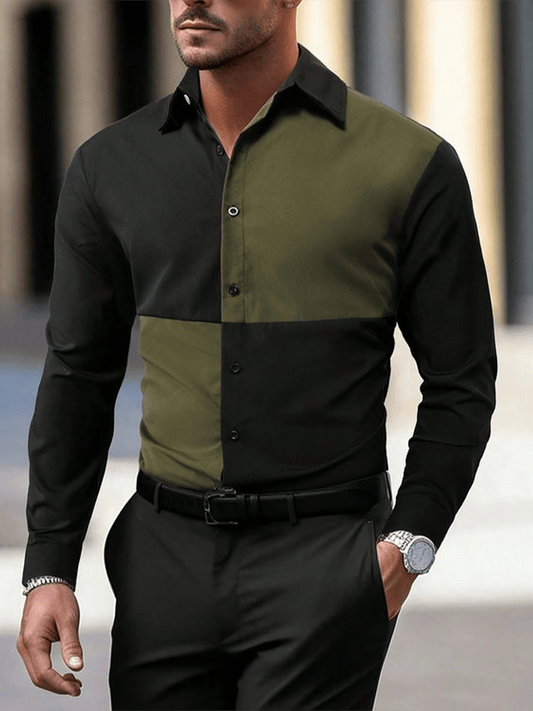 Men's Plaid Business Long Sleeve Shirt