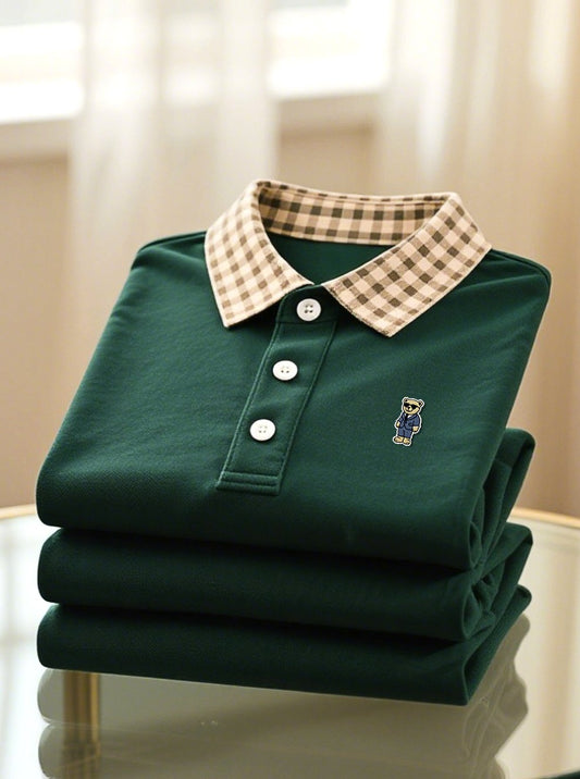 Men's Business Casual Button Short Sleeve Polo Shirt