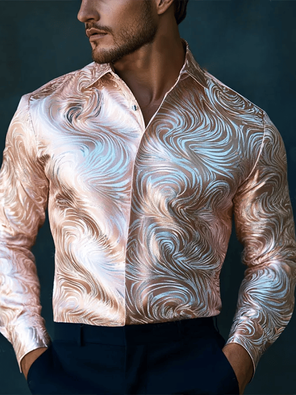 Men's Vintage Print Long Sleeve Shirt