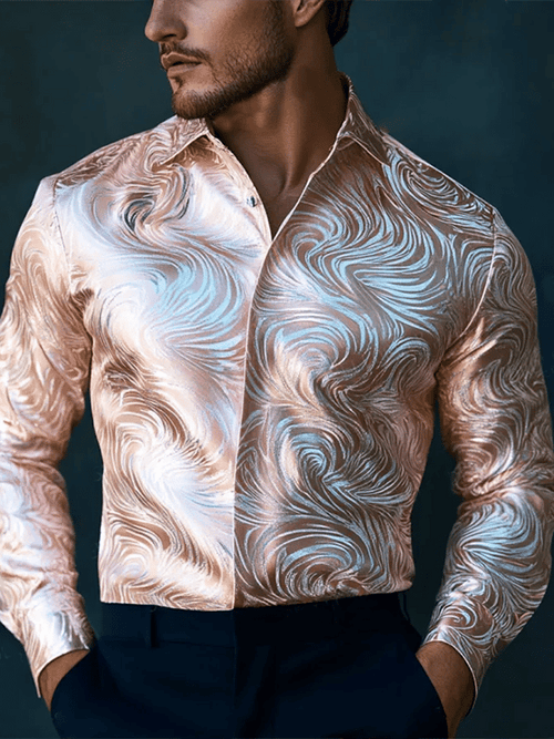 Men's Vintage Print Long Sleeve Shirt