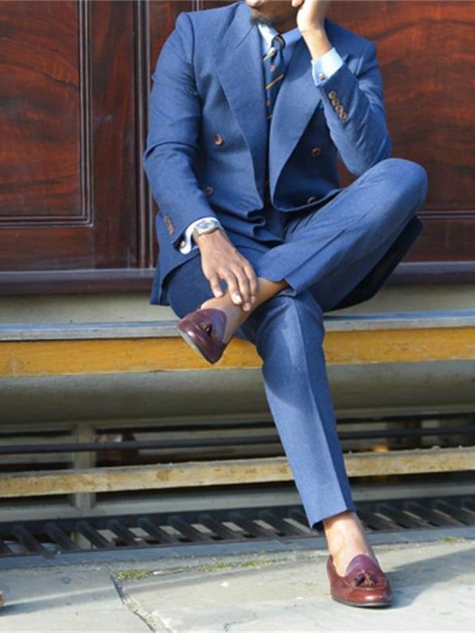 Men's Business Double Breasted Side Suit Two-Piece Suit