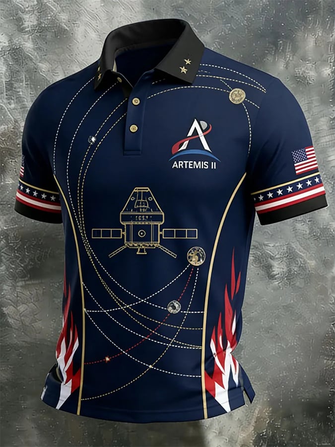 Men's Back to the Moon 2026 Print Polo Shirt
