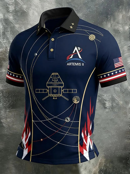 Men's Back to the Moon 2026 Print Polo Shirt