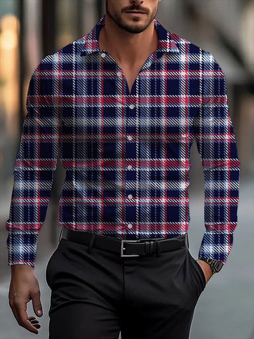 Men's Business Casual Striped Long Sleeve Shirt