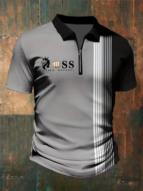 Men's casual contrasting color polo shirt