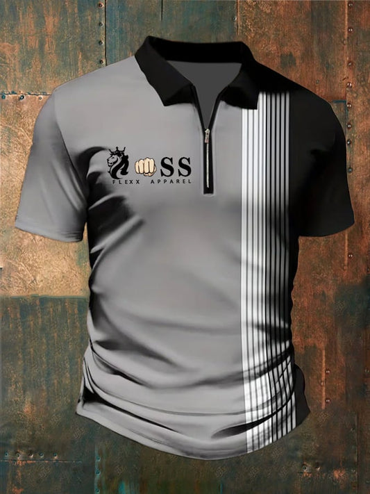 Men's casual contrasting color polo shirt