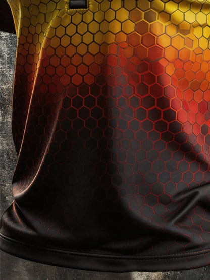 Men's Retro Color-Block Zip-Up T-Shirt